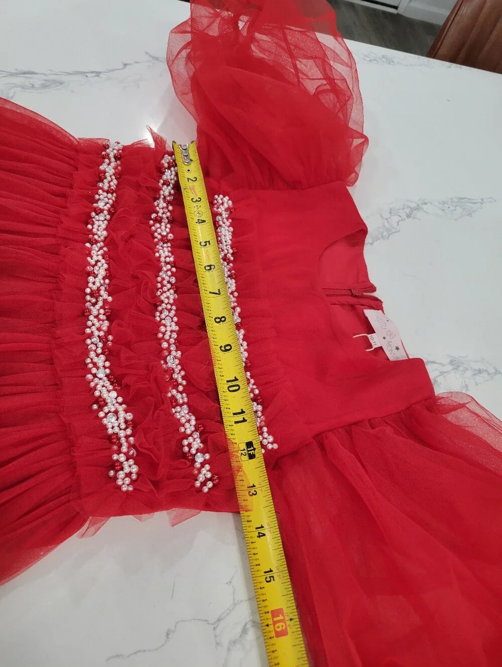 Tutu Du Monde Vibrant Red Whimsical Party Dress with Beaded Detail Size 10/11